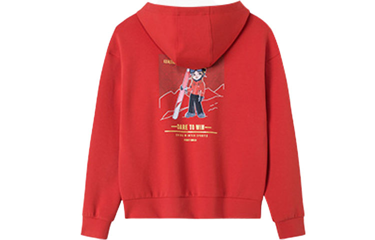 Anta Comprehensive Training Series Ice and Snow Label Hooded Sports Sweatshirt Women's Classic Red