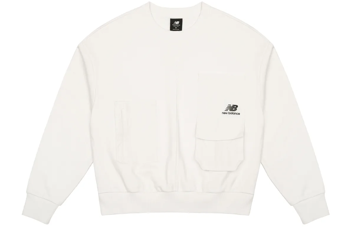 New Balance Crew Neck Loose Fit Sweatshirt Fall Winter Spring Women's Ivory
