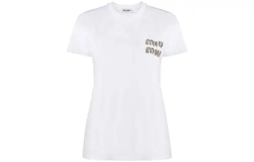 MIU MIU T Shirts Women's White Crew Neck Moderate Straight Fit