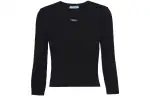 PRADA Logo embroidered Ribbed Jumper