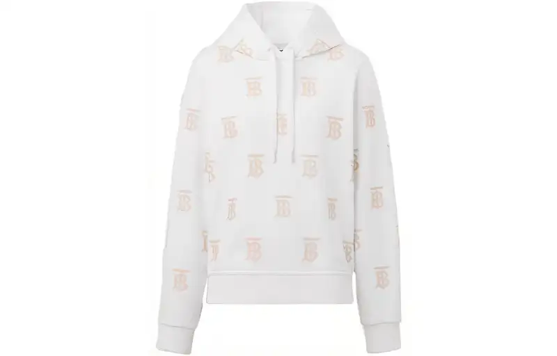 Burberry Women's Monogram Print Drawstring Hoodie White/Beige