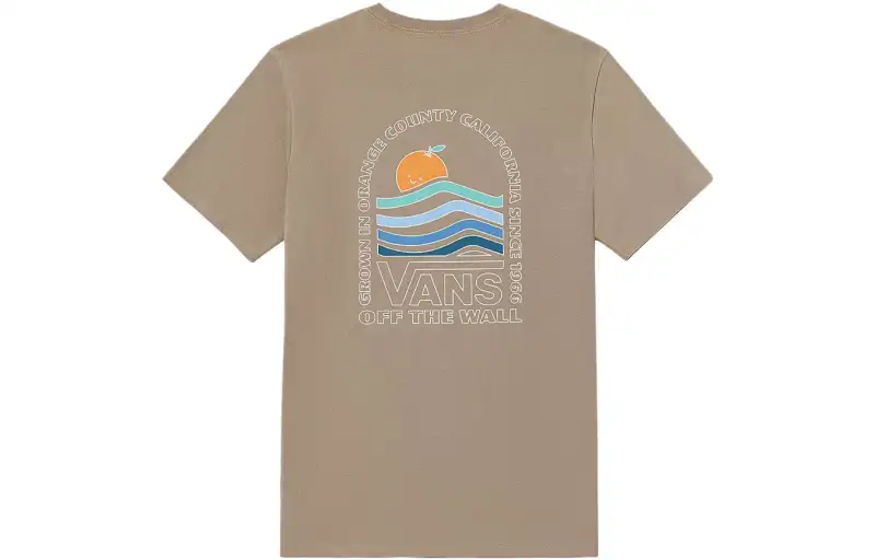 Vans T Shirts Women's Light Umber Crew Neck Moderate Straight Fit