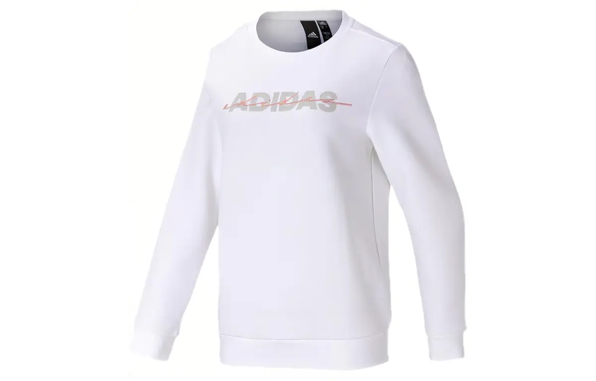 Adidas Sweatshirts Women's White Crew Neck Moderate Straight Fit