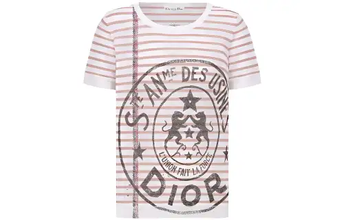 DIOR T Shirts Women's Pink Crew Neck Moderate Other