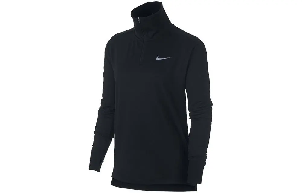 Nike T-Shirts Women's Black Stand Collar Moderate Straight Fit