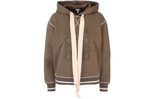 LOEWE Sweatshirts Women's Khaki Green Hooded Moderate Regular