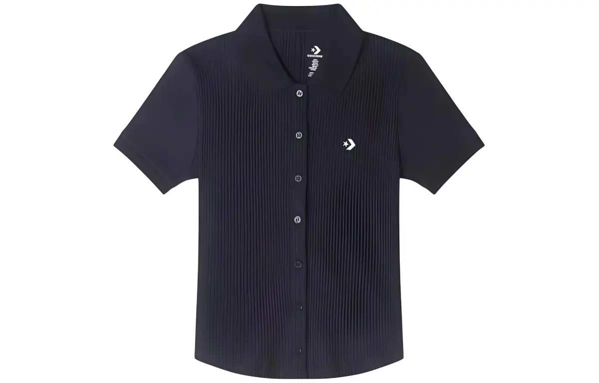 Converse Polo Slim Button T Shirt Women's Black