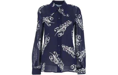 PRADA Shirts Women's Blue Pointed Collar Moderate Shirt