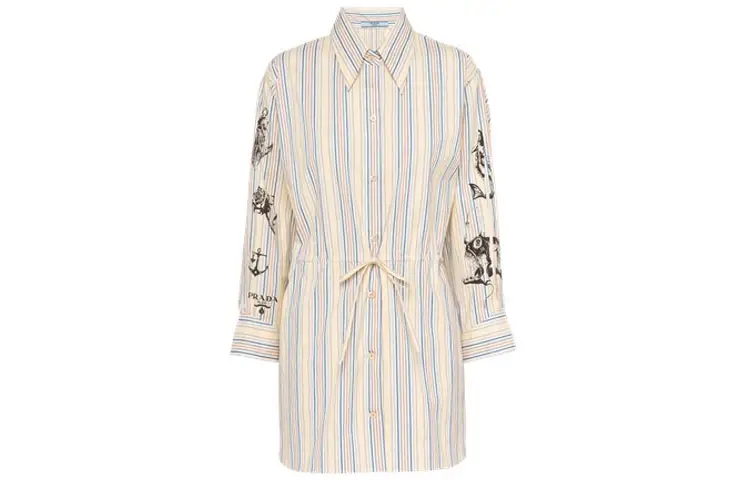 PRADA Shirts Women's Light Blue Lapel Moderate