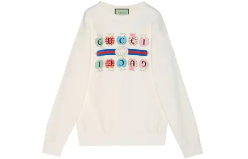 GUCCI Sweatshirts Women's Ecru Crew Neck Moderate Regular