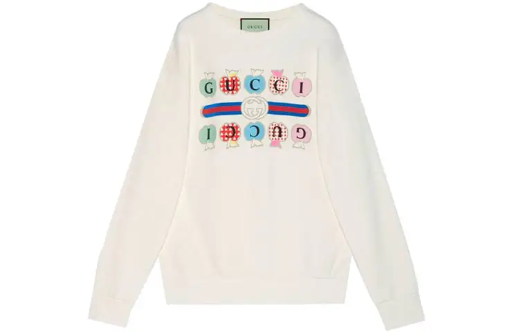 GUCCI Sweatshirts Women's Ecru Crew Neck Moderate Regular