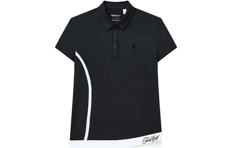 FILA Polo Shirts Women's Black Polo Collar Moderate Straight Fit