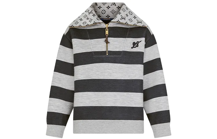 LOUIS VUITTON Sweatshirts Women's Gray Lapel Moderate Regular
