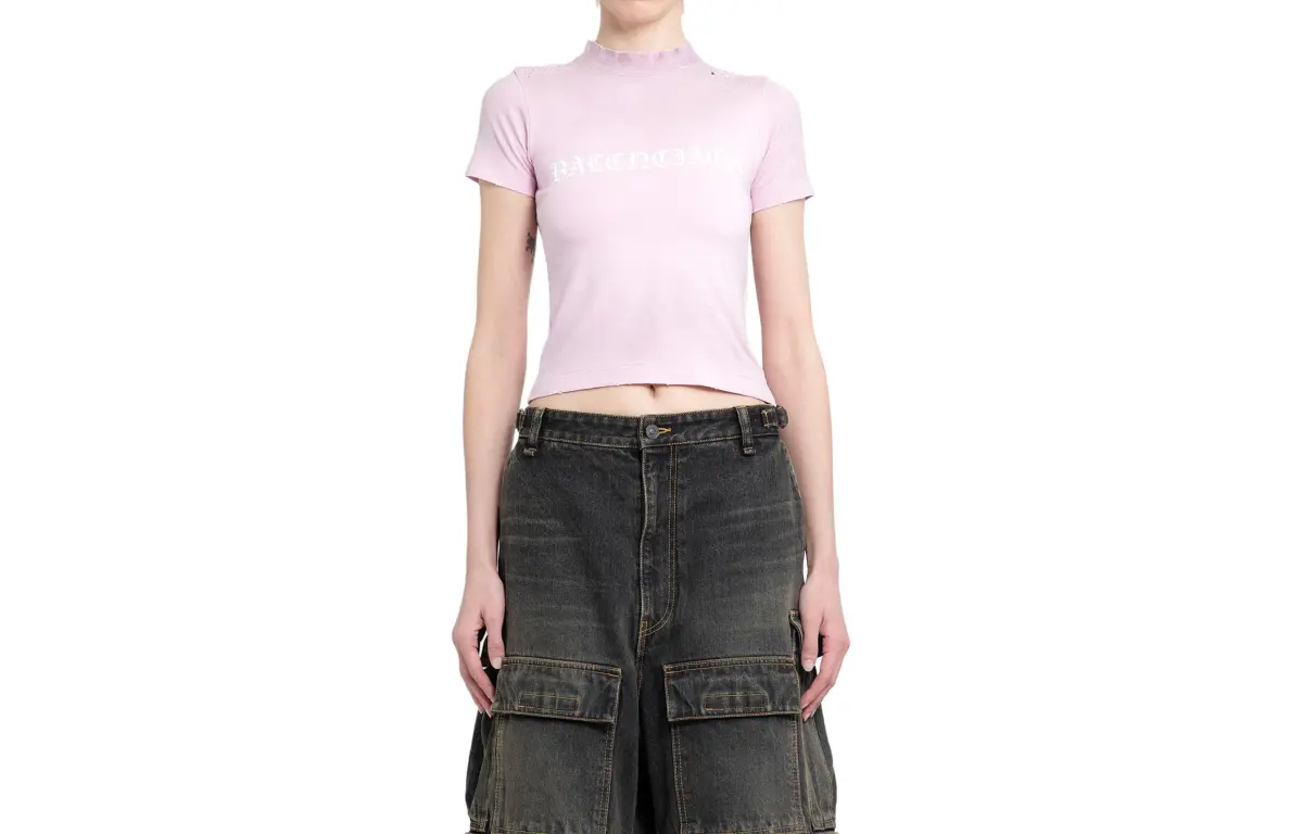Balenciaga Shrunk T Shirt 'Light Pink/White'