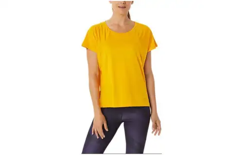 ASICS T Shirts Women's Yellow Crew Neck Moderate Other