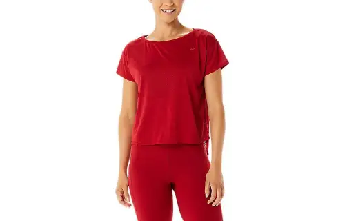 ASICS W Movekoyo Drop Shoulder Sleeve T Shirt Women's Cranberry Color