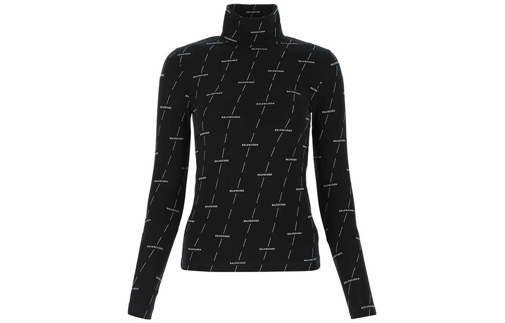 Balenciaga T Shirts Women's Black Turtleneck Moderate Straight Fit