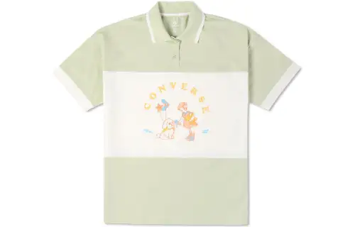 Converse Polo Shirts Women's Green Polo Collar Moderate Straight Fit