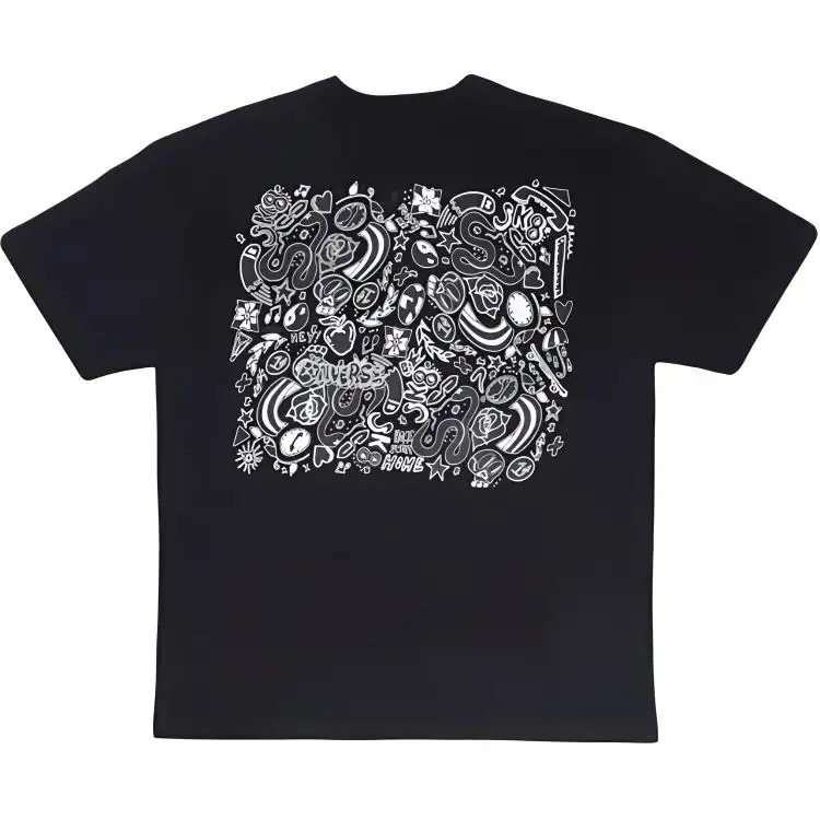 Converse Drop Shoulder Sleeve T Shirt Women's Black