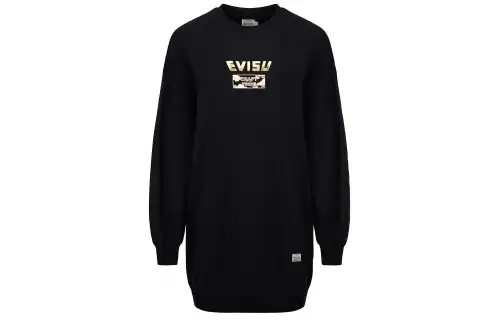 EVISU Sweatshirts Women's Black Crew Neck Moderate Regular