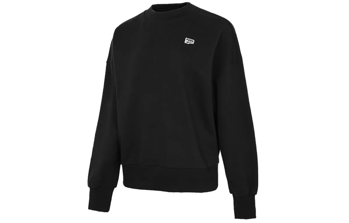 PUMA Sweatshirts Women's Black Crew Neck Moderate Straight Fit