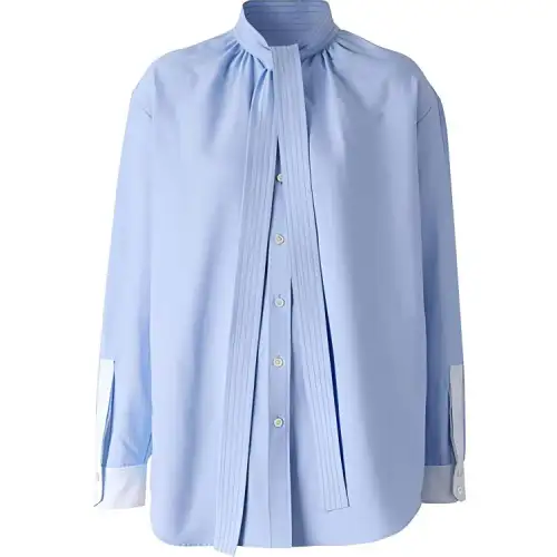 Burberry Shirts Women's Blue Scarf Collar Moderate Shirt