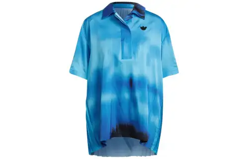 Adidas Originals Polo Shirts Women's Blue Polo Collar Moderate Straight Fit