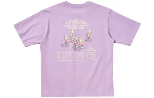 UNIQLO T Shirts Women's Light Blue Purple Crew Neck Moderate Straight Fit