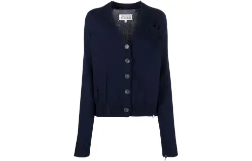 Maison Margiela Distressed finish V neck Cardigan
