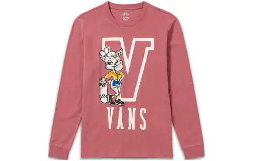 Vans Gym Class T Shirts Women's Beauty Red Crew Neck Moderate Straight Fit