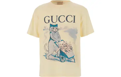 GUCCI T Shirts Unisex Beige Crew Neck Moderate Straight Fit