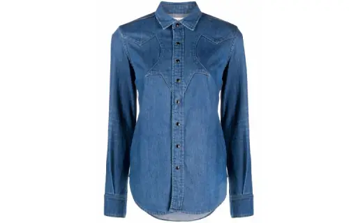 SAINT LAURENT Shirts Women's Blue Lapel Moderate Shirt