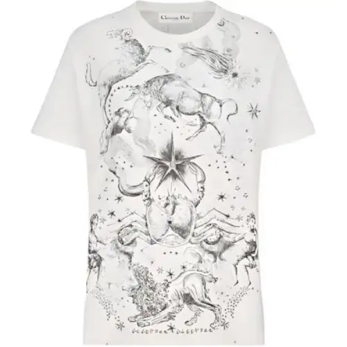 DIOR T Shirts Women's White Crew Neck Moderate Straight Fit