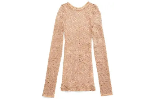 Balenciaga T Shirts Women's Nude Crew Neck Moderate Straight Fit
