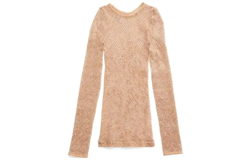 Balenciaga T Shirts Women's Nude Crew Neck Moderate Straight Fit