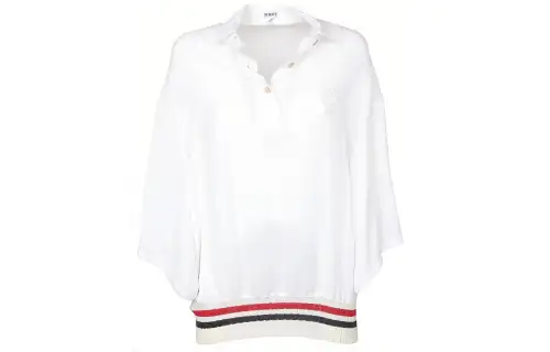 LOEWE Polo Shirts Women's White V Neck Moderate Straight Fit