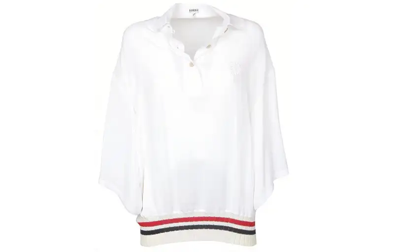 LOEWE Polo Shirts Women's White V Neck Moderate Straight Fit
