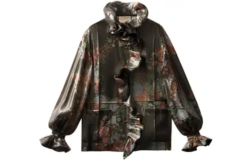 GUCCI Shirts Women's Black Ruffle Collar Moderate Other