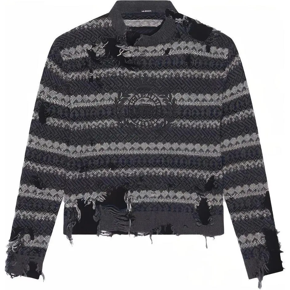 Balenciaga Wool Farisle Patch Sweater 'Grey/Multicolor'