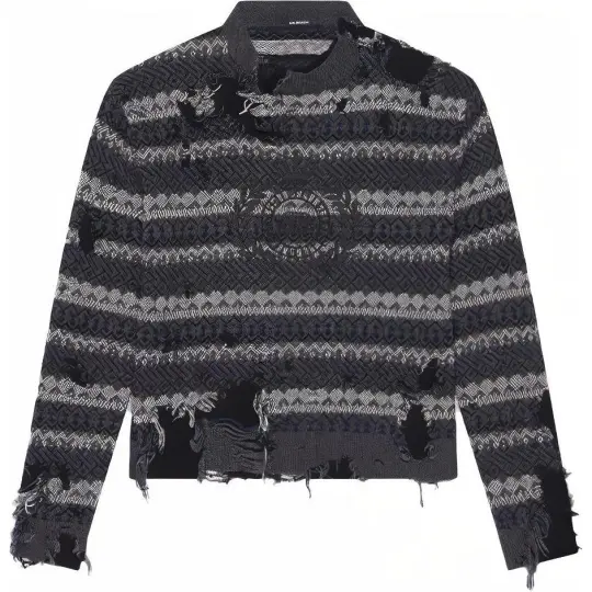 Balenciaga Wool Farisle Patch Sweater 'Grey/Multicolor'