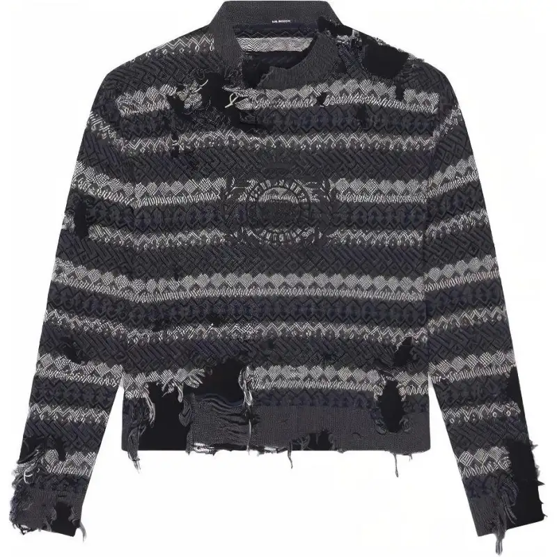 Balenciaga Wool Farisle Patch Sweater 'Grey/Multicolor'