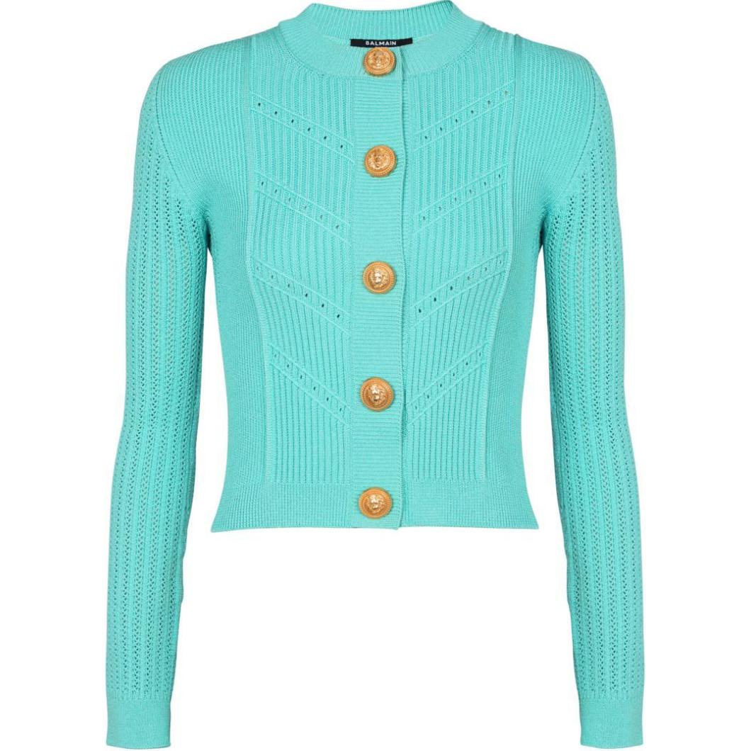 Женский кардиган BALMAIN (бирюзовый)