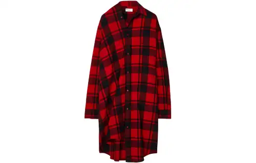 Balenciaga Check Buttoned Midi Shirt Dress
