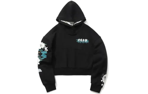 Li Ning Sweatshirts Women's Black Hooded Moderate Regular