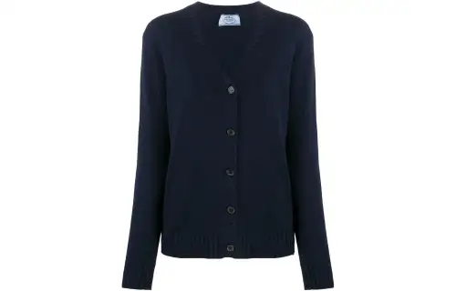 PRADA Cashmere Sweaters Women's Blue V Neck Moderate