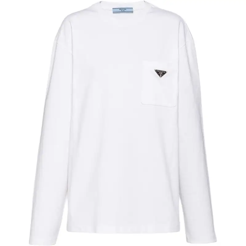 PRADA T Shirts Women's White Crew Neck Moderate Straight Fit