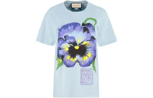 GUCCI T Shirts Women's Light Blue Crew Neck Moderate Straight Fit