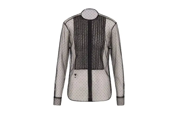 DIOR Quarterly New Products Shirts Women's Black Crew Neck Thin Shirt