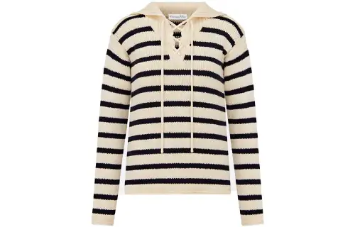 DIOR Quarterly New Products Cashmere Sweaters Women's Ecru Lapel Moderate