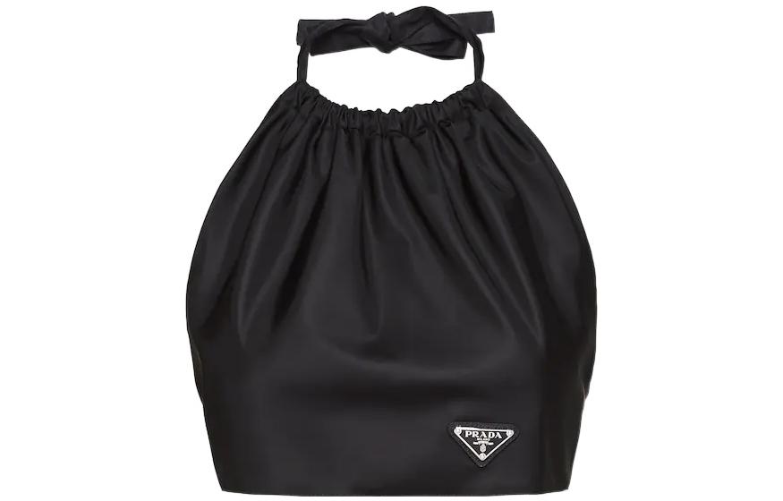PRADA Camisoles Women's Black Moderate Halter Neck